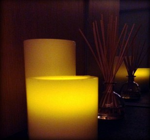 Creme colored flameless candles