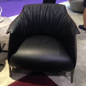 Black cow leather lounge chair with red Ferrari stitchings by Poltrona Frau