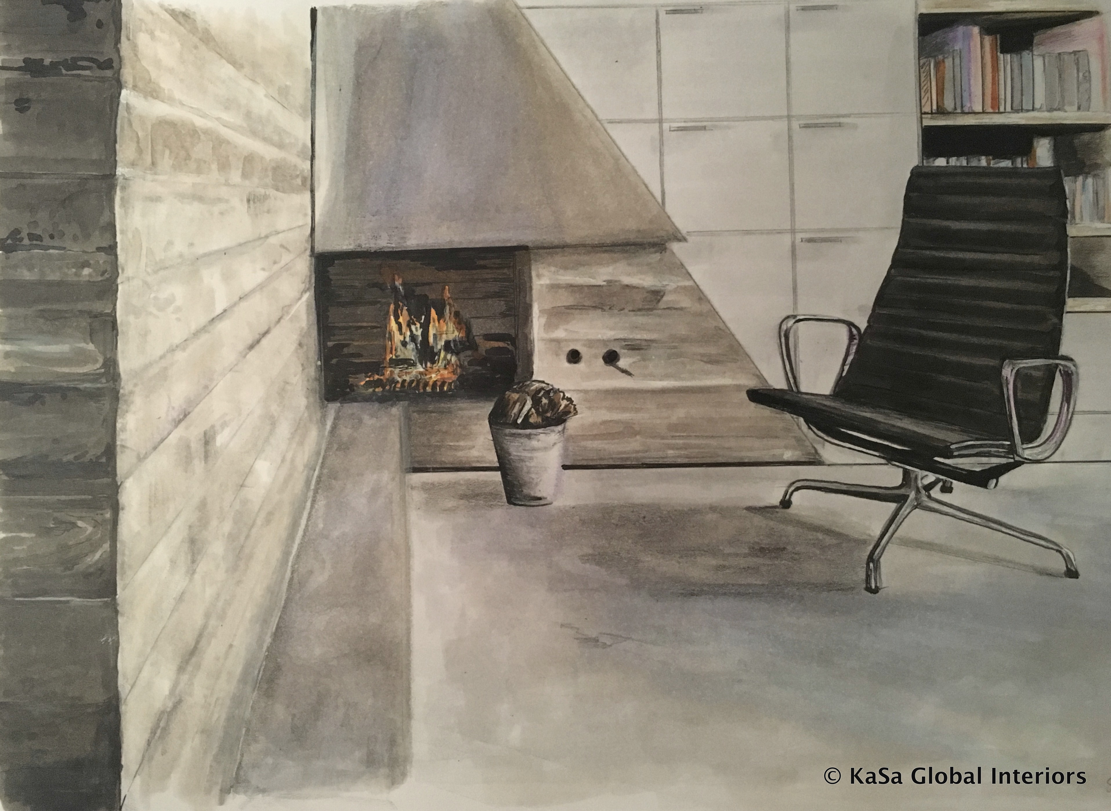 Rendering Concrete with Copic Markers | KaSa Global Interiors